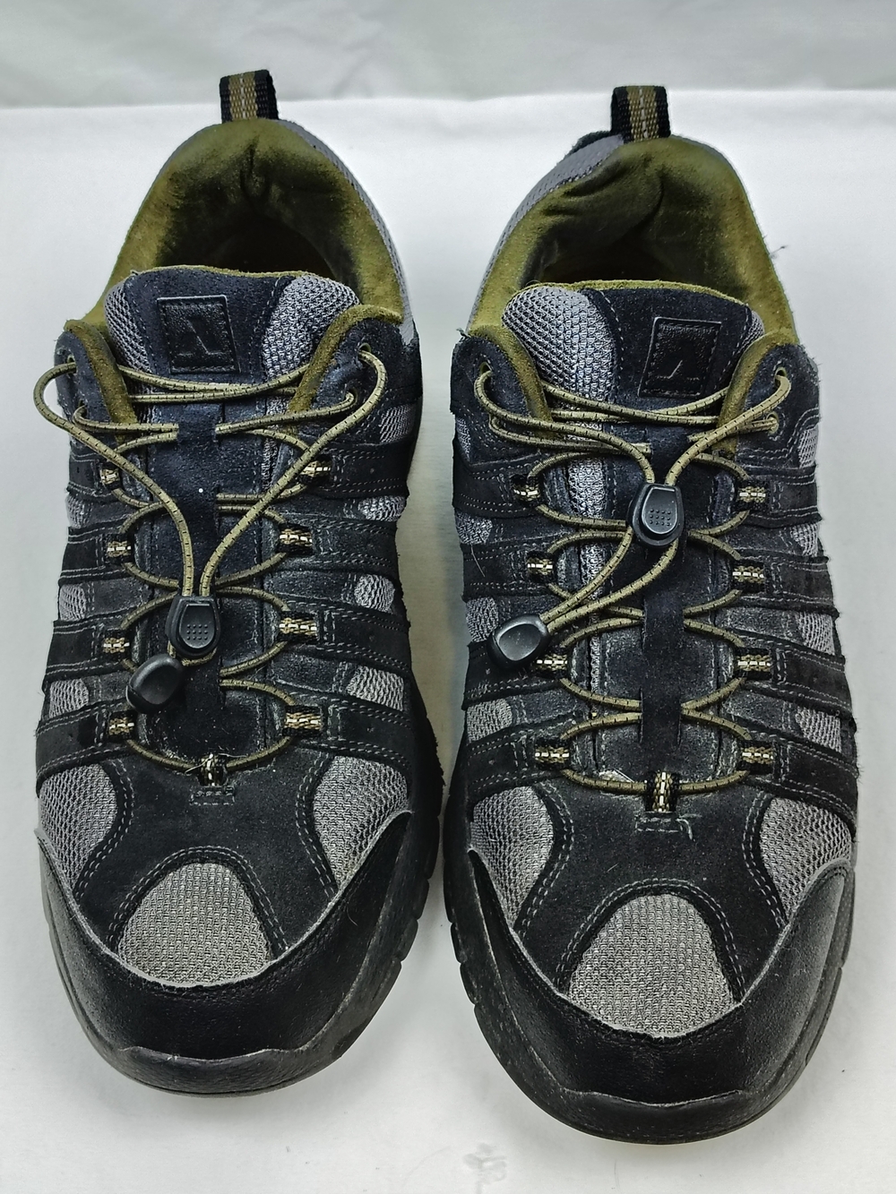 Men's Adodyne #44 Athletic Lace-Top Trainers in Black & Gray with Olive Accents